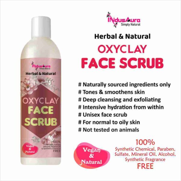 IndusAura Herbal Oxyclay Face Scrub | Anti Ageing, Deep Cleansing Exfoliating - 100 ml - Image 5