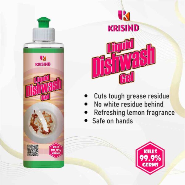 Krisind Dish Wash Concentrated Liquid Gel | 10X Power Grease Cleaning Action - 400 ml - Image 2