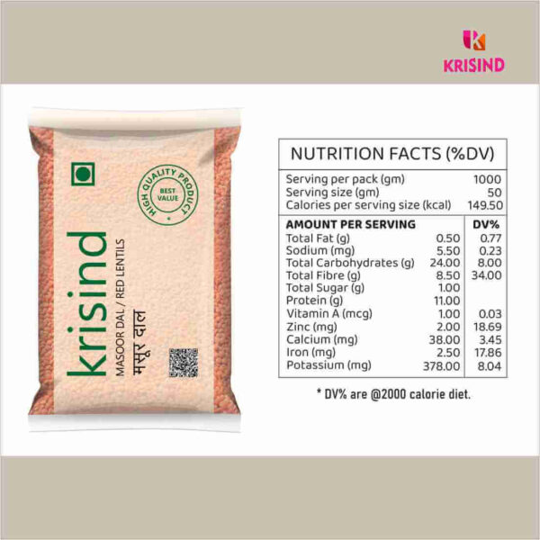 Krisind Select Masoor Dal | Premium Quality | Unpolished with Natural Goodness - Image 3