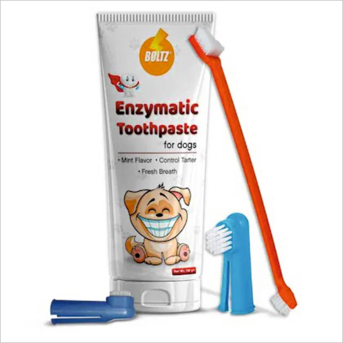 Boltz Enzymatic Toothpaste For Dogs 100g With 3 Toothbrush