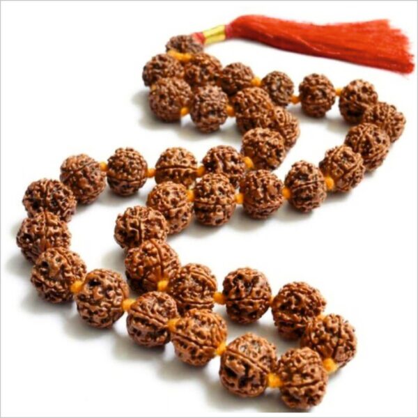 Chopra Gems Wood Original Panchmukhi Rudraksha Japa Puja Mala Brown