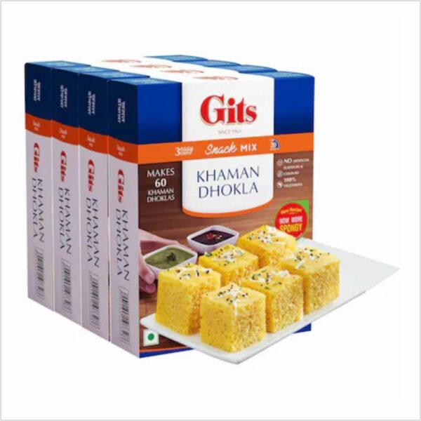 Gits Instant Khaman Dhokla Snack Mix - 720g (Pack of 4, 180g Each)