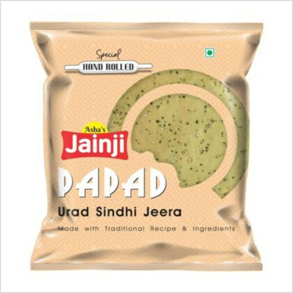 Jainji Handrolled Urad Sindhi Jeera Papad, 400 Gm (Pack Of 1)