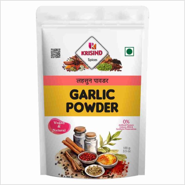 Krisind Dehydrated Garlic Powder| Ready to Use | Instant Garlic Flavour | Additive Free Lehsun Powder - 100g