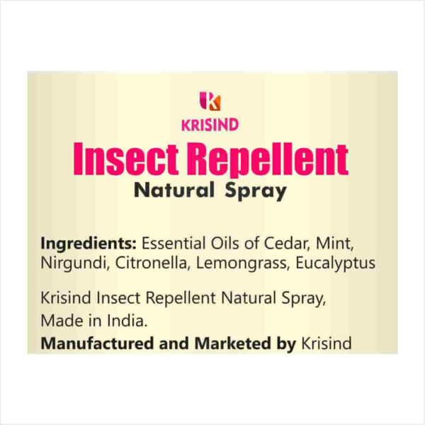 Krisind Natural Insect Repellent Spray | For Adult & Kids | With Camphor, Citronella, Eucalyptus Oil & Lemongrass Oil - 100ml - Image 3