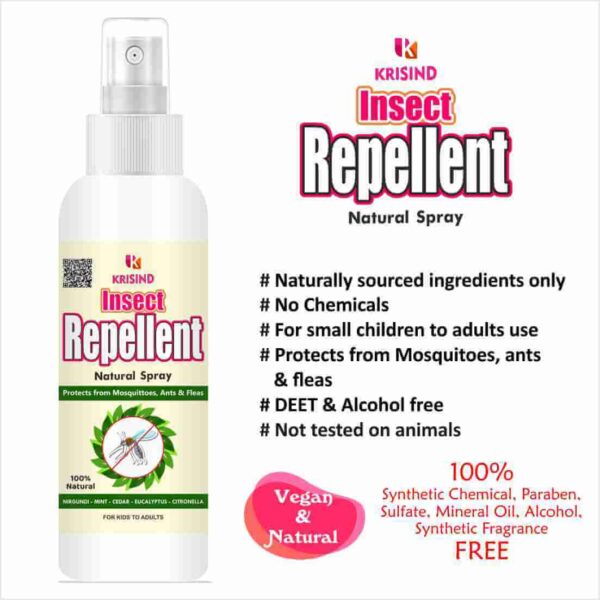 Krisind Natural Insect Repellent Spray | For Adult & Kids | With Camphor, Citronella, Eucalyptus Oil & Lemongrass Oil - 100ml - Image 5