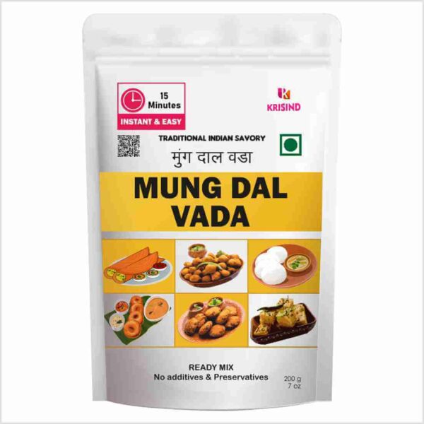 KRISIND Moong Dal Vada Instant Mix | 100% Vegetarian, No Preservatives, Added Flavour or Artificial Colour - 200g