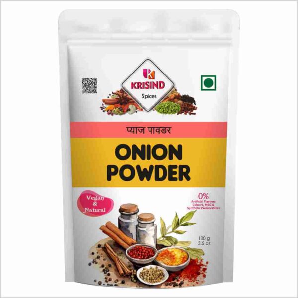 Krisind Onion Powder | Ready to Use | Instant Creamy Onion Flavour | Additive Free Onion Powder - 100g