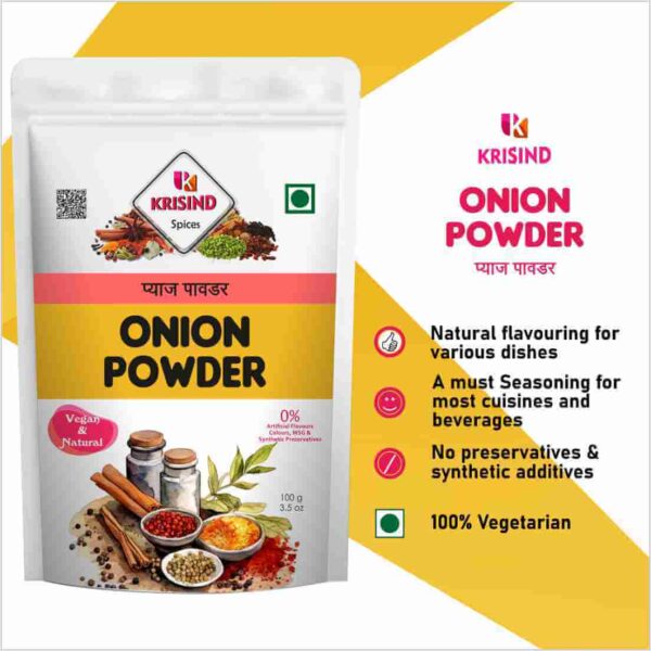 Krisind Onion Powder | Ready to Use | Instant Creamy Onion Flavour | Additive Free Onion Powder - 100g - Image 5