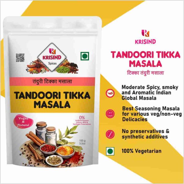 Krisind Tandoori Tikka Masala - Aromatic Flavourful Blend with 100% Natural Ingredients - 100g - Image 5