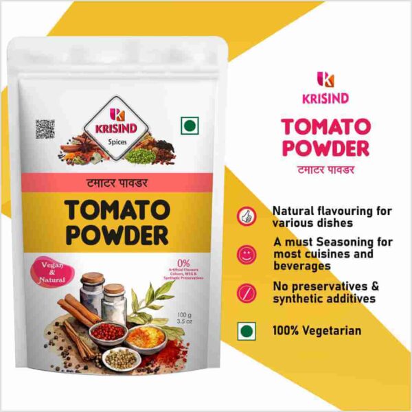 Krisind Red Tomato Powder | Ready to Use | Instant Tomato Flavour | Additive Free Tomato Powder - 100g - Image 5