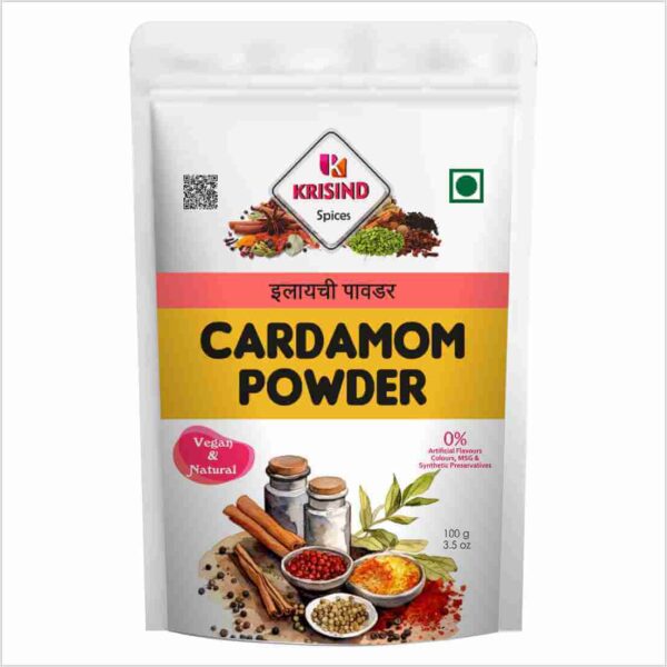 Krisind Green Cardamom Powder | Ready to Use | Instant Cardamom Flavour | Additive Free Cardamom Powder - 100g