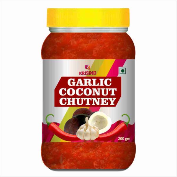 Krisind Garlic Coconut Chutney | Authentic Vada Pav Chutney | Ideal with Idli and Dosas | Ready-to-eat Chutney - 200g