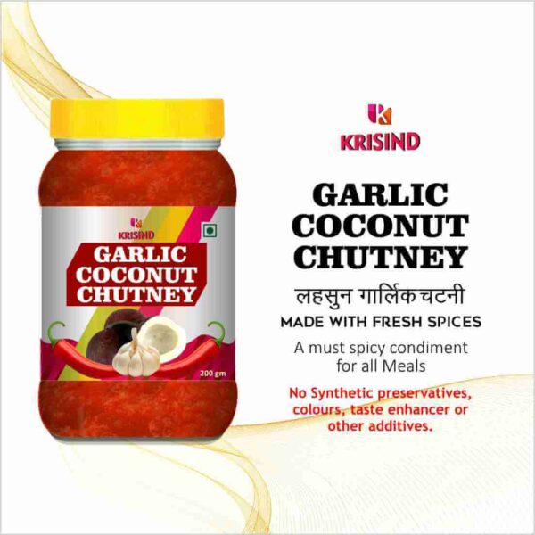 Krisind Garlic Coconut Chutney | Authentic Vada Pav Chutney | Ideal with Idli and Dosas | Ready-to-eat Chutney - 200g - Image 5