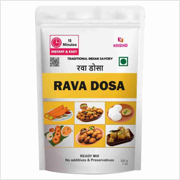 KRISIND Rava Dosa Instant Mix | 100% Vegetarian | No Preservatives, Added Flavour or Artificial Colour - 200g