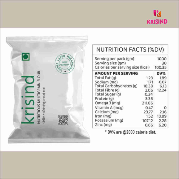 Krisind Select Nutritious Multigrain Flour (Atta) | Special 13 types of Grains Atta | 1KG - Image 3