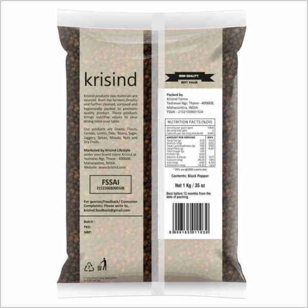 Krisind Select Black Pepper Extra Bold (Kali Mirch) | Premium Quality and Natural Goodness - Image 2