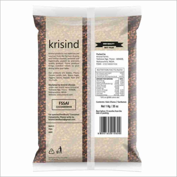 Krisind Select Kala Chana | Premium Quality and Unpolished with Natural Goodness | 1KG - Image 2