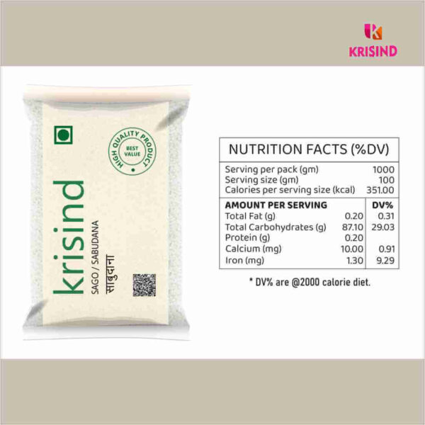 Krisind Select Sabudana (Sago) | Premium Quality with Natural Goodness | 1KG - Image 3