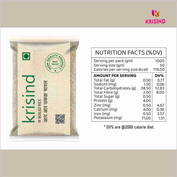 Krisind Select IR Boiled Rice | Premium Quality - Unpolished with Natural Goodness | 1KG - Image 3