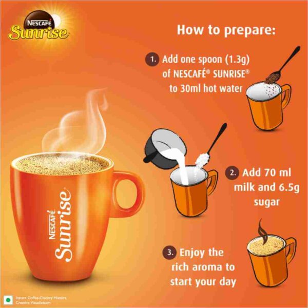 Nescafe Sunrise Instant Coffee Powder | New Strong Taste, Coffee-Chicory Mix - Image 2