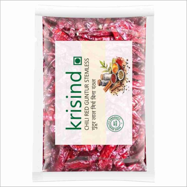 Krisind Select Guntur Chilies Stemless | Guntur Sannam Chili | Premium Quality