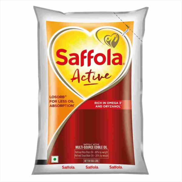 Saffola Active Oil | Rich in Omega 3 and Oryzanol | For Less Oil Absorption