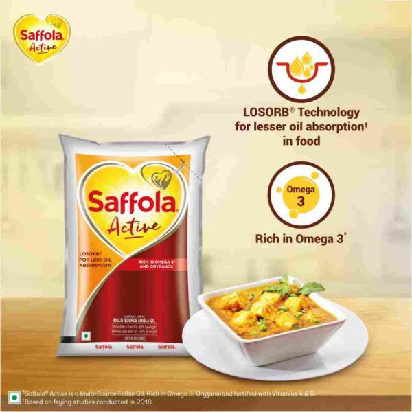 Saffola Active Oil | Rich in Omega 3 and Oryzanol | For Less Oil Absorption - Image 4