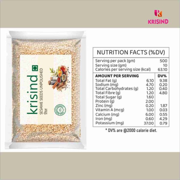 Krisind Select Unpolished Sesame Seeds | TIL White (Safed) | Premium Quality - Image 3