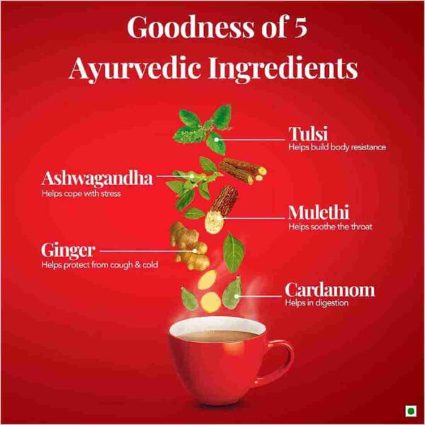 Brooke Bond Red Label Natural Care Tea, Chai Made With 5 Ayurvedic Herbs Tea - Image 3