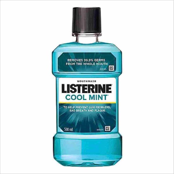 Listerine Cool Mint Mouthwash Liquid, Removes 99.9% Germs, prevents cavities