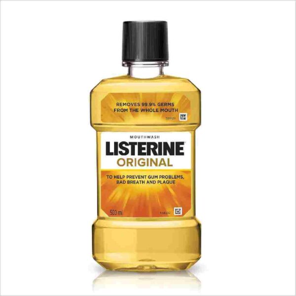 Listerine Original Mouthwash Liquid, Removes 99.9% Germs, prevents cavities | 500ml