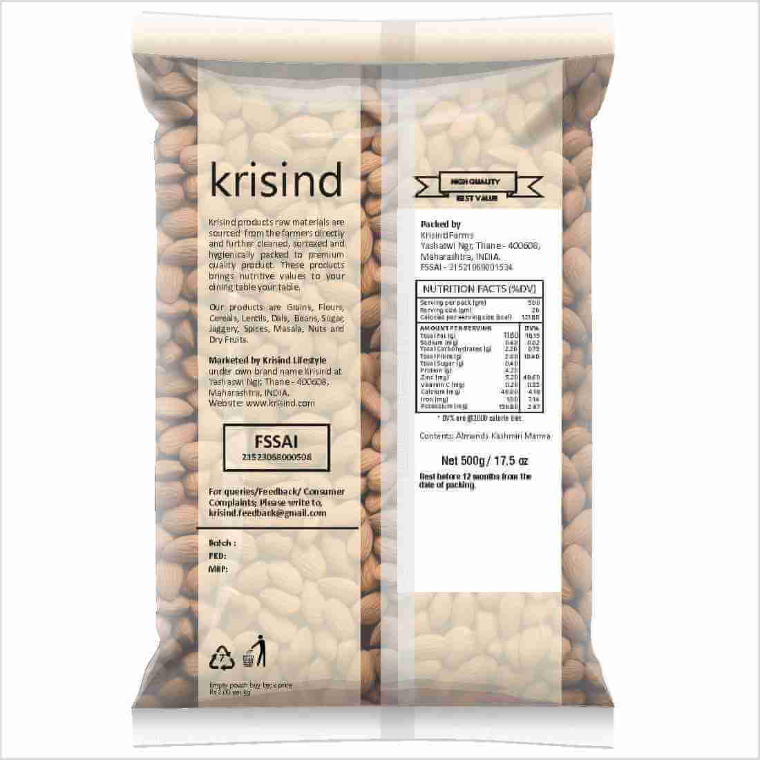 Krisind Select Natural Mamra Almonds Whole | Rich Oil Content | Best for Overall Health - Image 2