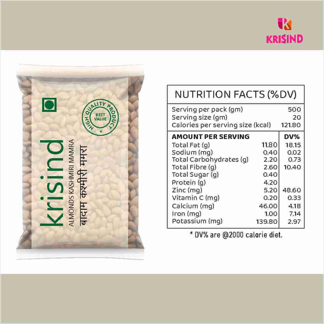 Krisind Select Natural Mamra Almonds Whole | Rich Oil Content | Best for Overall Health - Image 3
