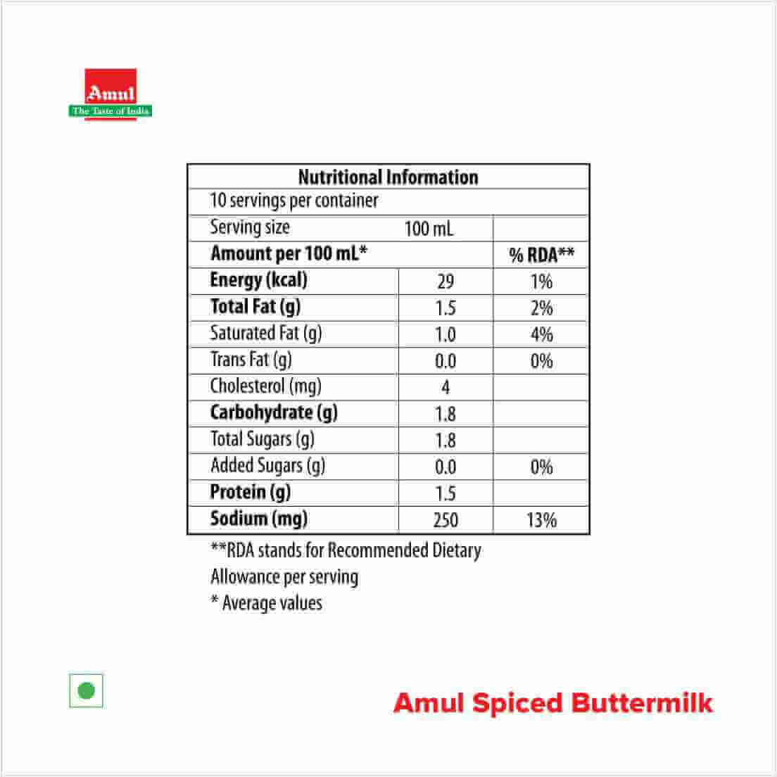Amul Masti Spiced Buttermilk - 180ML and 1 Litre Packs | Natural Milk Based Drink - Image 3