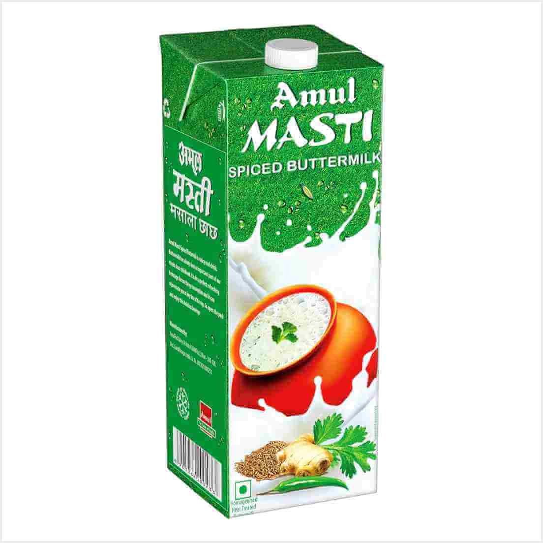 Amul Masti Spiced Buttermilk - 180ML and 1 Litre Packs | Natural Milk Based Drink