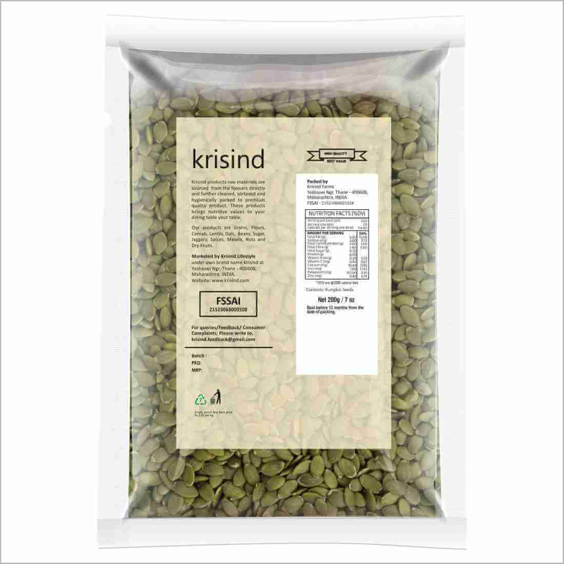Krisind Select Pumpkin Seeds without Husk | Kaddu Beej - Image 2