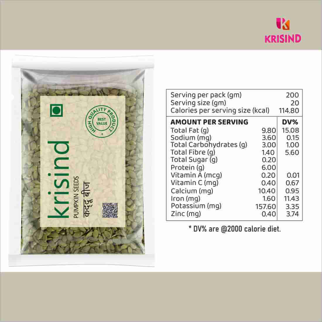 Krisind Select Pumpkin Seeds without Husk | Kaddu Beej - Image 3