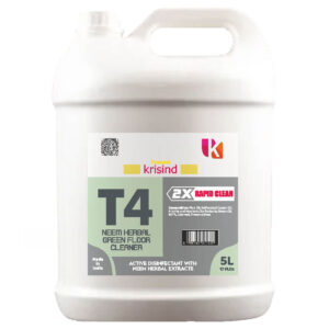Krisind T4 Neem Herbal Green Floor Cleaner 5L | Active Disinfectant Floor Cleaning Liquid | Neem & Pine Oil Formula | 2X Rapid Clean | Fresh Herbal Fragrance | Suitable for All Hard Floor Surfaces